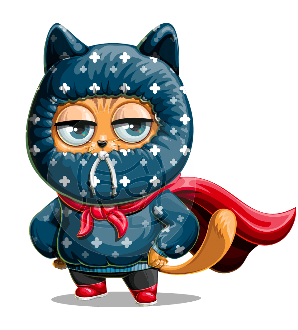 Cat Superhero Cartoon Character
