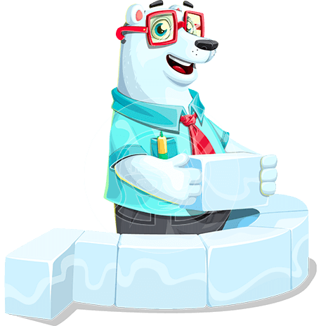 Smart White Bear Cartoon Character