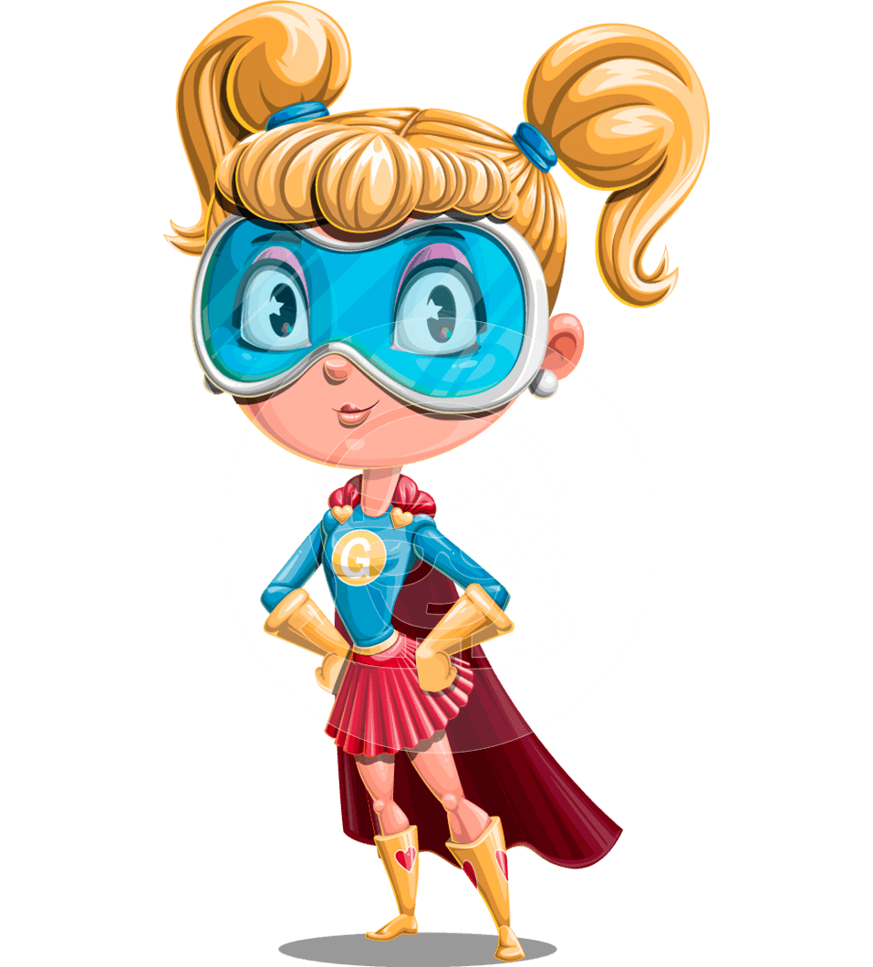 Cute Cartoon Girl Superhero Character
