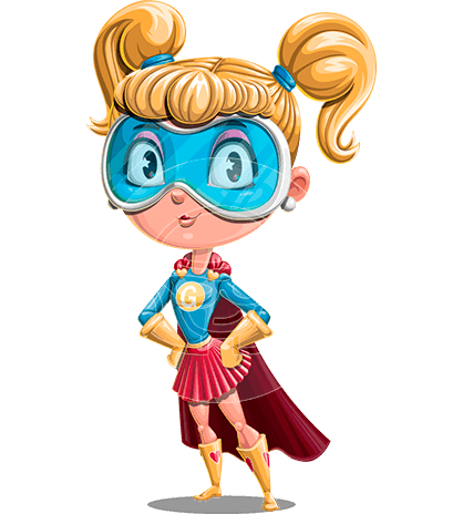 Cute Cartoon Girl Superhero Character