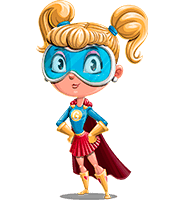 Cute Cartoon Girl Superhero Character